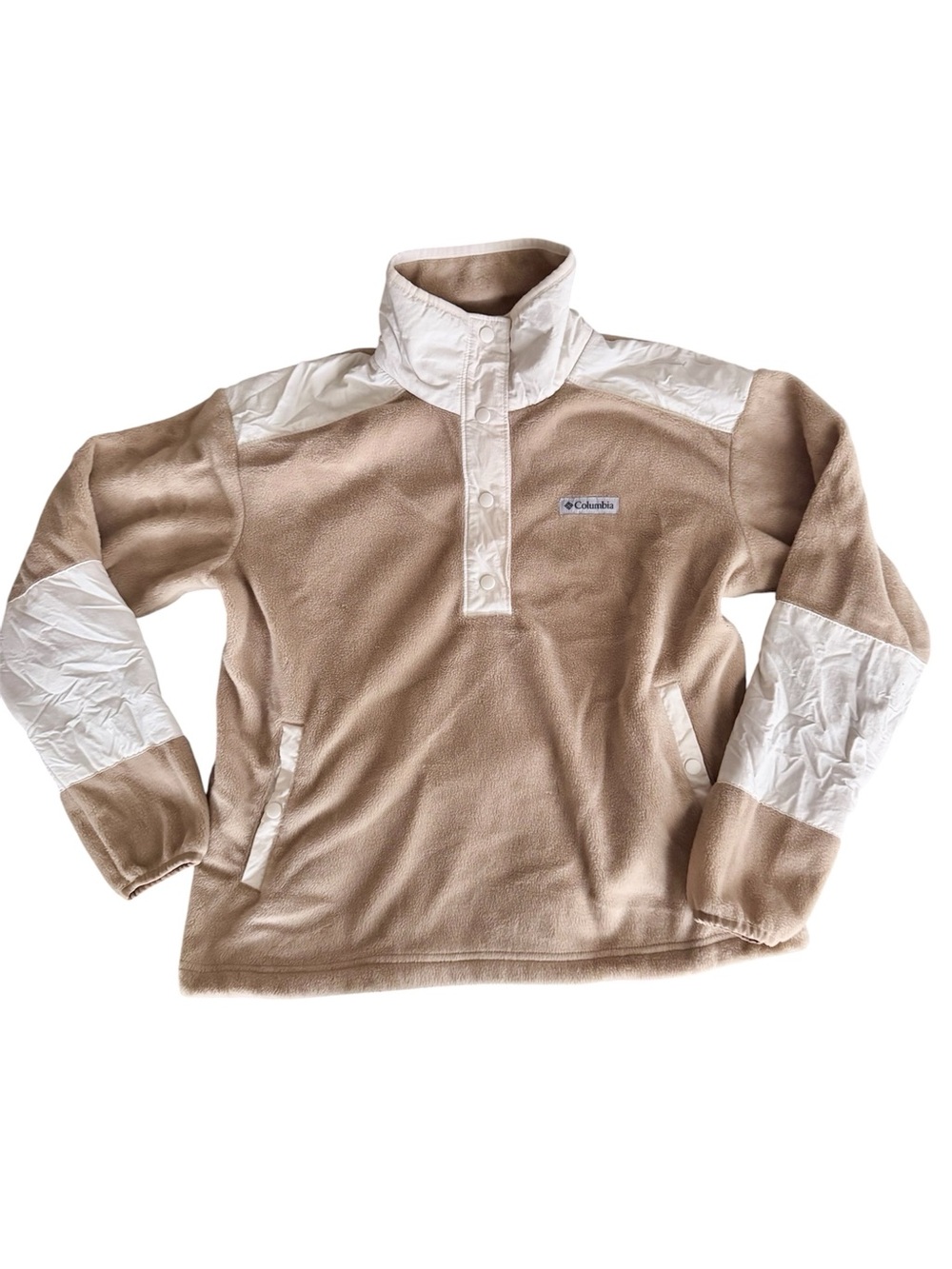Columbia Kids Tan and White Pullover Fleece Snap-Up Hoodie